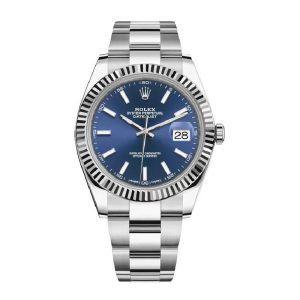 ساعت مچی رولکس مردانه مدل دی جاست نقره ای صفحه سرمه ای ROLEX Date-Just