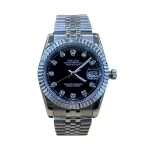 ساعت رولکس مردانه مدل دی جاست نقره ای صفحه مشکی ROLEX Date-Just - Image 2