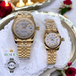 ساعت ست رولکس مدل دی جاست گلد صفحه سفید صدفی ROLEX Date-Just