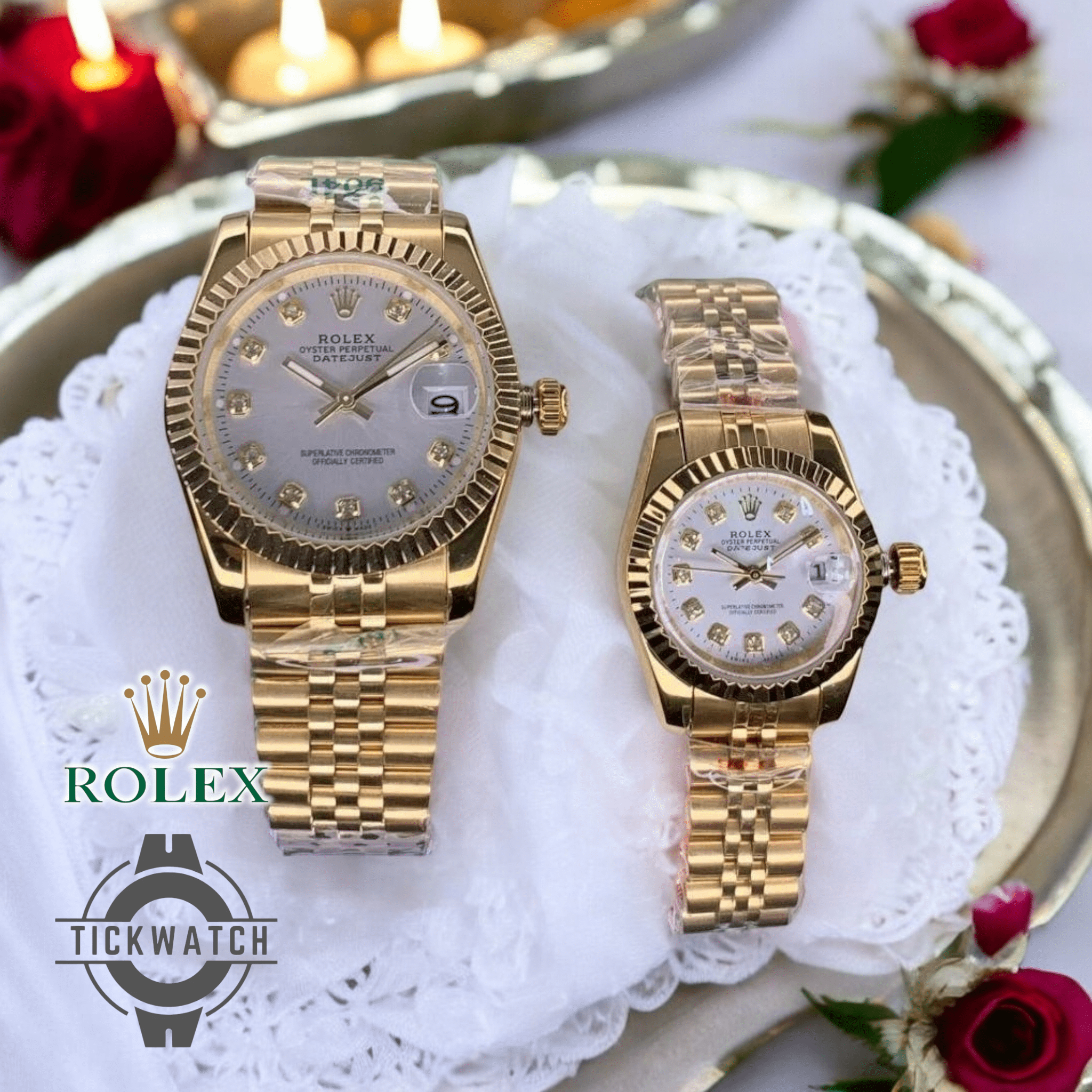 Photoroom-20241030_215825 ساعت ست رولکس مدل دی جاست گلد صفحه سفید صدفی ROLEX Date-Just - Image 1