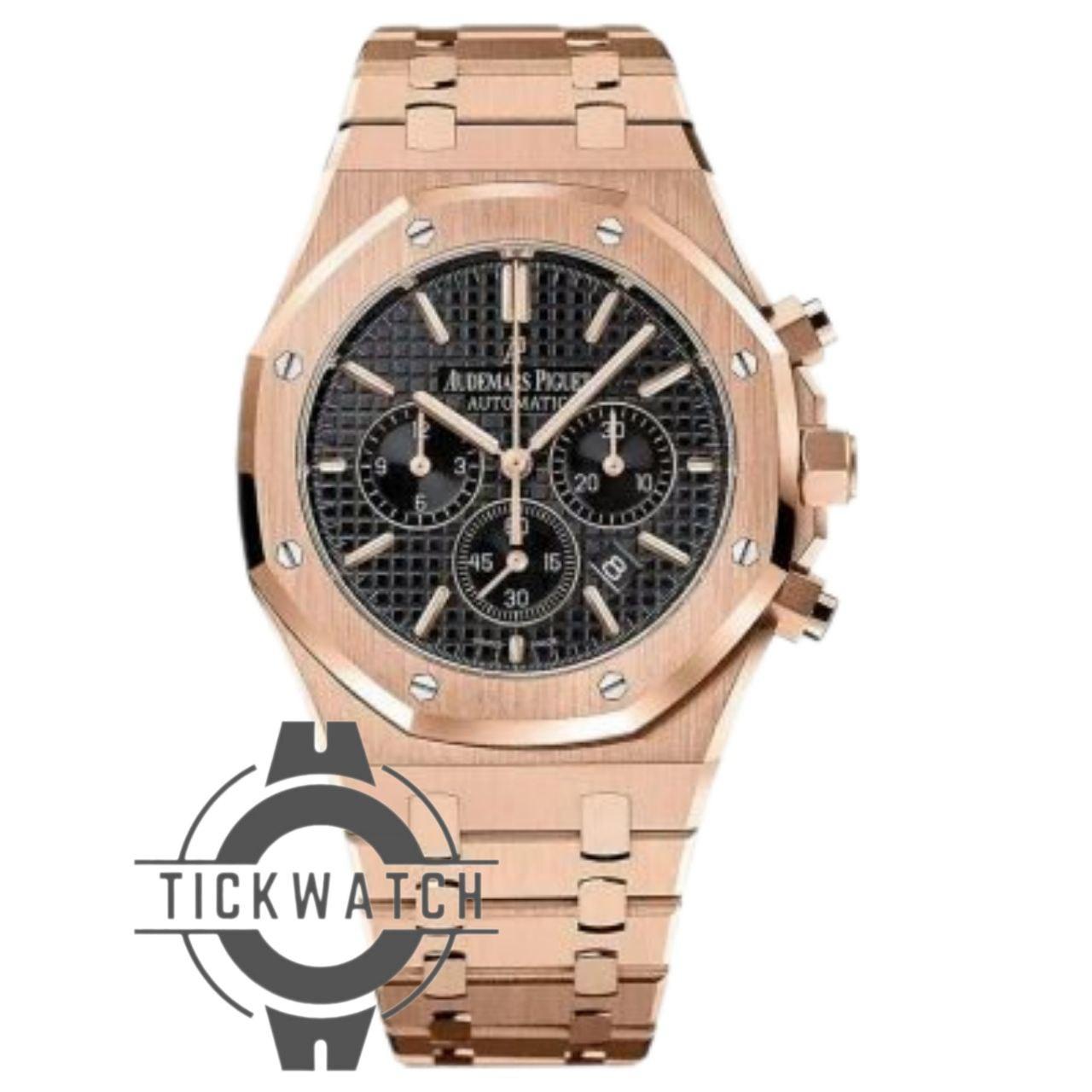photo_2024-08-11_11-42-33 ساعت مچی اودمار پیگه رزگلد کورنوگراف صفحه مشکی مردانه Audemars Piguet Royal Oak - Image 1