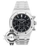 ساعت مچی اودمار پیگه سیلور کورنوگراف صفحه مشکی مردانه Audemars Piguet Royal Oak