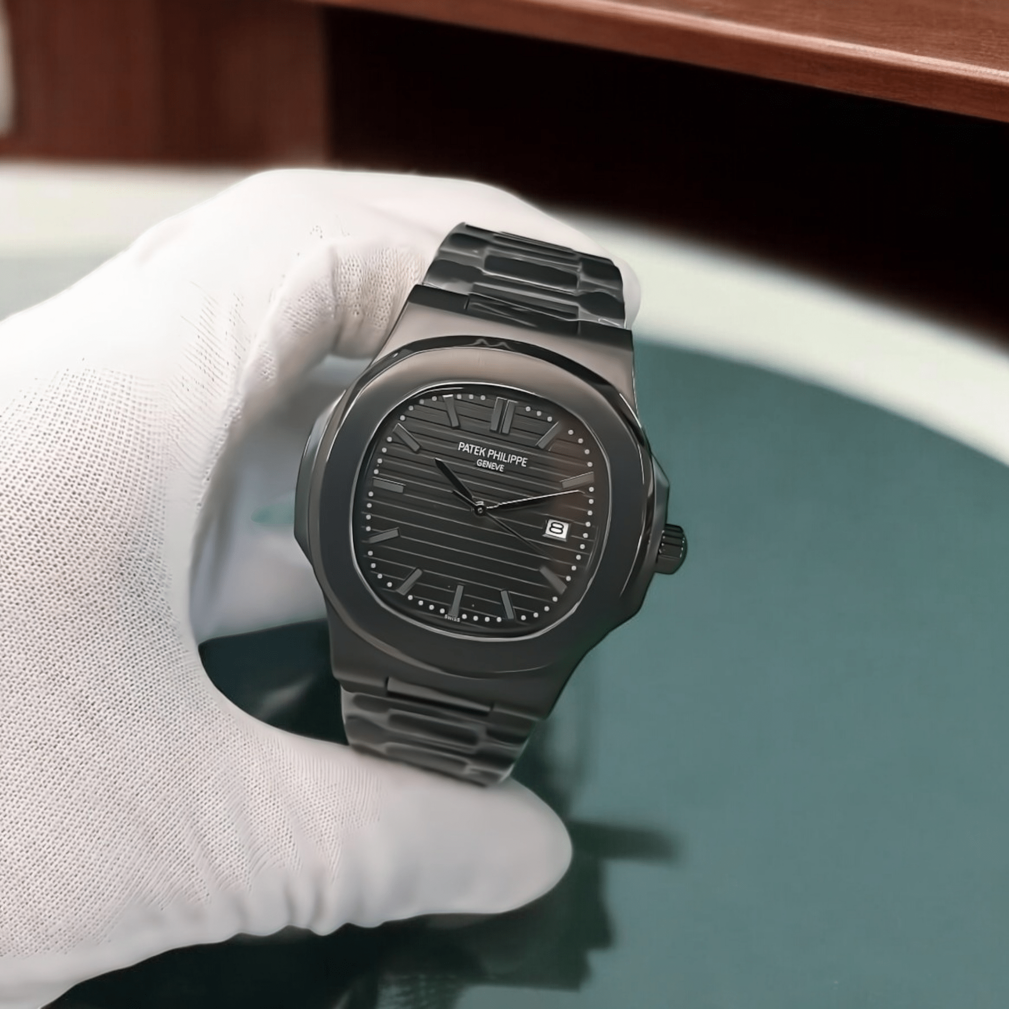 Photoroom-20241028_202257 ساعت پتک فیلیپ مردانه ناتیلوس تمام مشکی صفحه مشکی مدل Patek Philippe - Image 1