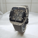 ساعت هابلوت مردانه مربعی نقره ای  Hublot Square Bang HS867G - Image 2