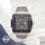 ساعت هابلوت مردانه مربعی نقره ای  Hublot Square Bang HS867G