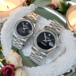 ساعت ست مردانه و زنانه رولکس پرپچوال سیلور صفحه مشکی 01463 Rolex Oyster Perpetual