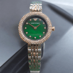 ساعت زنانه فلزی امپریو آرمانی موتور ژاپنی اصلی صفحه سبز یشمی صدفی سلطانی EMPORIO ARMANI AR 11222 - Image 4