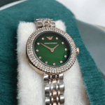 ساعت زنانه فلزی امپریو آرمانی موتور ژاپنی اصلی صفحه سبز یشمی صدفی سلطانی EMPORIO ARMANI AR 11222 - Image 2