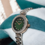 ساعت زنانه فلزی امپریو آرمانی موتور ژاپنی اصلی صفحه سبز یشمی صدفی سلطانی EMPORIO ARMANI AR 11222 - Image 6