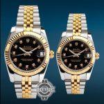 ساعت مچی رولکس دیت جاست سیلور طلایی صفحه مشکی اندکس نگین (تک و ست) Rolex Datejust
