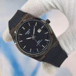 ساعت مچی مردانه تیسوت Tissot 1853 Powermatic بند رابر تمام مشکی | عقربه شبرنگ | تقویم ماه | موتور کوارتز