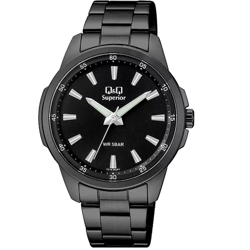 Q&Q C21A 002Py Mens Classic Watch Front View