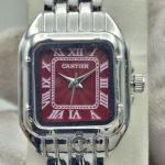 ساعت زنانه استیل کارتیر صفحه مربع یاقوت کبود CARTIER