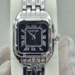 ساعت زنانه استیل کارتیر صفحه مربع مشکی CARTIER