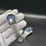 ساعت مچی ست رولکس دیت جاست نقره ای صفحه سرمه ای با موتور ژاپن می‌یوتا اصلی و قفل اصلی تمام استیل - Image 5
