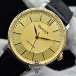 ساعت مردانه اوماکس اورجینال SSC009 | بند چرم مشکی دور دوخت با صفحه طلایی و قاب نقرهای - Image 2
