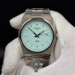 تیسوت پی ار ایکس صفحه آبی فیروزه ای موتور ژاپن قاب و بند استیل 316 کیفیت مستر TISSOT PRX1853 - Image 5