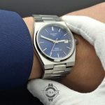 تیسوت پی ار ایکس صفحه آبی (سرمه ای) موتور ژاپن قاب و بند استیل 316 کیفیت مستر TISSOT PRX1853 - Image 5