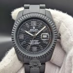 ساعت مردانه رولکس تمام مشکی (فول بلک) کربنی مات با شیشه ذره بینیRolex black - Image 4