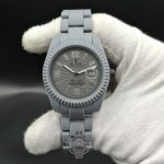 ساعت مردانه رولکس تمام طوسی (فول بلک) کربنی مات با شیشه ذره بینیRolex - Image 4
