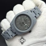 ساعت مردانه رولکس تمام طوسی (فول بلک) کربنی مات با شیشه ذره بینیRolex