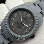 ساعت مردانه رولکس تمام طوسی (فول بلک) کربنی مات با شیشه ذره بینیRolex - Image 2