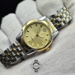 ساعت زنانه ورساچه صفحه طلایی اشرافی با بند نقره ای طلایی VERSACE