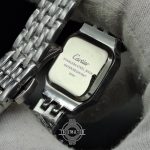 ساعت کارتیه زنانه دور جواهر صفحه سفید با بند استیل نقره ای رفرنس 6255 Cartier - Image 5