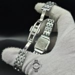 ساعت کارتیه زنانه دور جواهر صفحه سفید با بند استیل نقره ای رفرنس 6255 Cartier - Image 6